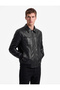 Slim Fit Shirt Collar Faux Leather Jacket with Zipper Pockets - 3