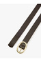 Thin Faux Leather Belt with Oval Metal Buckle - 3