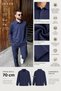 Men's Modal Fabric Polo Collar Half Placket Buttoned Navy Blue Long Sleeve T-Shirt 70 cm Code: Jsm26Pyut - 3