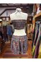 Blue Color Ethnic Patterned Silk Bustier Shorts Set - 2