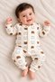 Baby Romper - Long Sleeve Snap Romper with Teddy Bear Pattern - 3