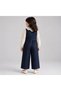 Girl's Cotton Collar Ruffle Detail Shirt and Denim Overalls Two-Piece Set - 2