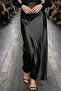 Satin Long Stylish Flowing Skirt Length 95cm Black - 3