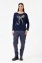 Women's Navy Blue Italian Ribbon Pattern Sequined Lycra Oversize Knitwear Sweater Size 40 - 46 - 5