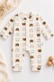 Baby Romper - Long Sleeve Snap Romper with Teddy Bear Pattern - 4