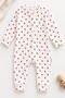 Baby Romper - Cream Long Sleeve Snap Romper with Red Heart Pattern - 3