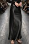 Satin Long Stylish Flowing Skirt Length 95cm Black - 4