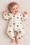 Baby Romper - Long Sleeve Snap Romper with Teddy Bear Pattern - 2