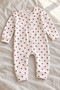 Baby Romper - Cream Long Sleeve Snap Romper with Red Heart Pattern - 2