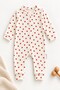 Baby Romper - Cream Long Sleeve Snap Romper with Red Heart Pattern - 3
