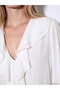 Two Mt Shop Quality Lcw Vision Ecru Plain V-Neck Long Sleeve Women's Blouse - 3