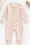 Baby Romper Strawberry Patterned Cream Long Sleeve Snap Romper - 3