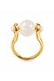 Gold Color Edges Pearl Detailed White Stone Elegant Women's Ring - 3