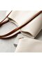 Women's Cream Brown Double Color Soft Leather Shoulder Bag 30X25 cm with Extra Makeup Bag - 3