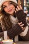 Soft Textured Fingerless Winter Gloves - Plush Furry Half-Cut Model - 7