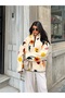 Women's Patterned Zippered Plush Sweatshirt - 4