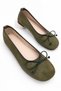 Women's Khaki Green Suede Bowknot Soft Comfortable Ballerinas Farel - 2