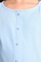 Fitted Buttoned Collar Ribbed Long Sleeve Light Blue T-Shirt Girl Child I1975A826Au - 5