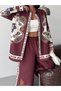 Floral Patterned Linen Hijab Double Set (Shirt & Pants) - 25041 - 6