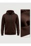 Bysen Espresso Unisex Oversize 3 Thread Thick Cotton Hooded Zipper Sweatshirt - 5
