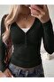Lace Collar Buttoned Plain Basic Long Sleeve Blouse - 3