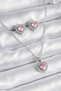 316L Steel Chain Silver Color Pink Zircon Stone Heart Model Women's Necklace Earring Set