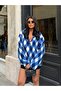 Women's Patterned Zippered Plush Sweatshirt - 3
