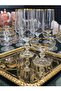 Sterna Real Gold 6-Piece Crystal Turkish Delight Bowl and 6-Piece 180 Cc Coffee and Water Cup Set - 3
