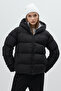 Hooded Stand Collar Zippered Short Inflatable Women's Coat - 2
