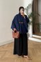 Belted Single Button Detailed Oversize Women's Winter Modest Poncho - 5