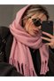 Soft Textured Pink Tassel Scarf Shawl Shoulder Wrap - 2