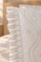 White Scallop Embroidered Ruffled Lace Waffle Pique Set 6 Pieces Double Size - 5