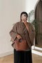 Belted Single Button Detailed Oversize Women's Winter Modest Poncho - 4