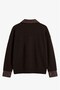 Bitter Brown Collared Sweater with Denim Detail on the Sleeves - 2