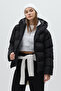 Hooded Stand Collar Zippered Short Inflatable Women's Coat