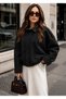 Zr Women's Oversize Premium Suede Jacket Black - 4