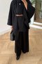 Belted Single Button Detailed Oversize Women's Winter Modest Poncho - 6