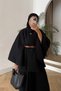 Belted Single Button Detailed Oversize Women's Winter Modest Poncho