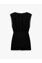 Crew Neck Sleeveless Stoned Gathered Mini Evening Dress - 5