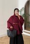 Belted Single Button Detailed Oversize Women's Winter Modest Poncho