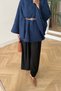 Belted Single Button Detailed Oversize Women's Winter Modest Poncho - 6