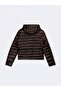 Regular Fit Puffy Hooded Brown Coat - 4
