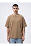 Relaxed Fit Faded Fabric Basic Beige T-Shirt - 2
