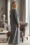 New Season Women's Patterned Winter Full-Length Button Detailed Special Design Long Sleeve Plus Size (Oversized) Nightgown - 4