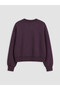 Alita City Lcw Kids Plum Oval Collar Girls' Soft Touch Sweatshirt with a Difference in Color - 2