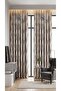 Anthracite Gray Stone Color Marble Patterned Woven Panel Background Curtain Living Room Bedroom - Benetti - 6
