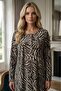 New Season Women's Patterned Winter Full-Length Button Detailed Special Design Long Sleeve Plus Size (Oversized) Nightgown - 4