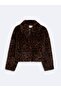 Regular Fit Leopard Patterned Fur Black Jacket - 3