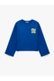 Crew Neck Long Sleeve Oversized Sweatshirt with Back Print - 5