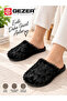 Women's Winter House Slippers Black Plush Textured Soft Comfortable Sole Closed Toe Slippers